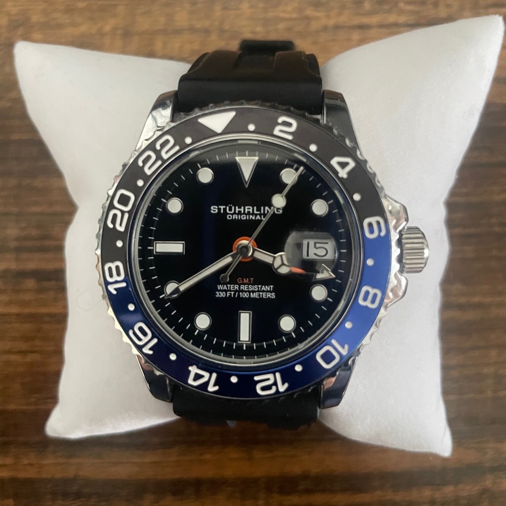 Stuhrling GMT blue dial watch